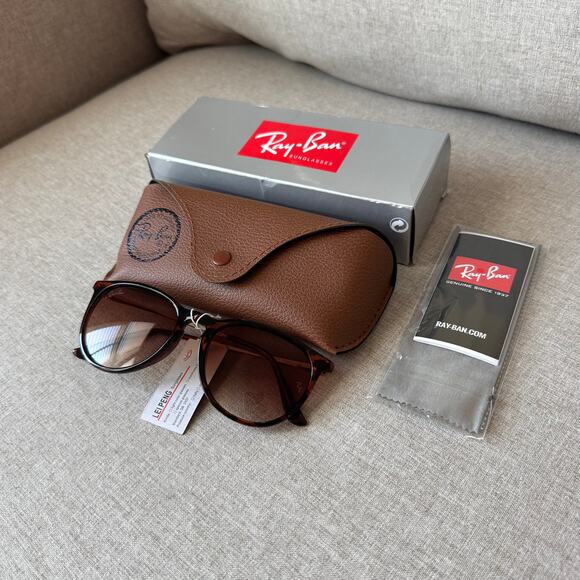 Ray Ban Erika Gold Light Havana Brown Polarized Lens Sunglasses NEW Case Phantos - Picture 1 of 8